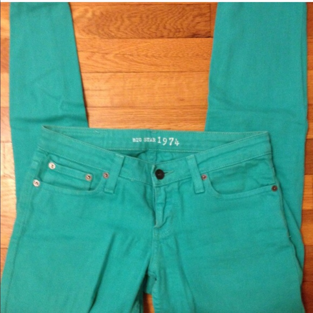 Big Star skinny jeans teal green color - gorge!